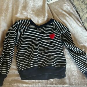 Girls Loup Navy and White Striped Sweatshirt Size XS